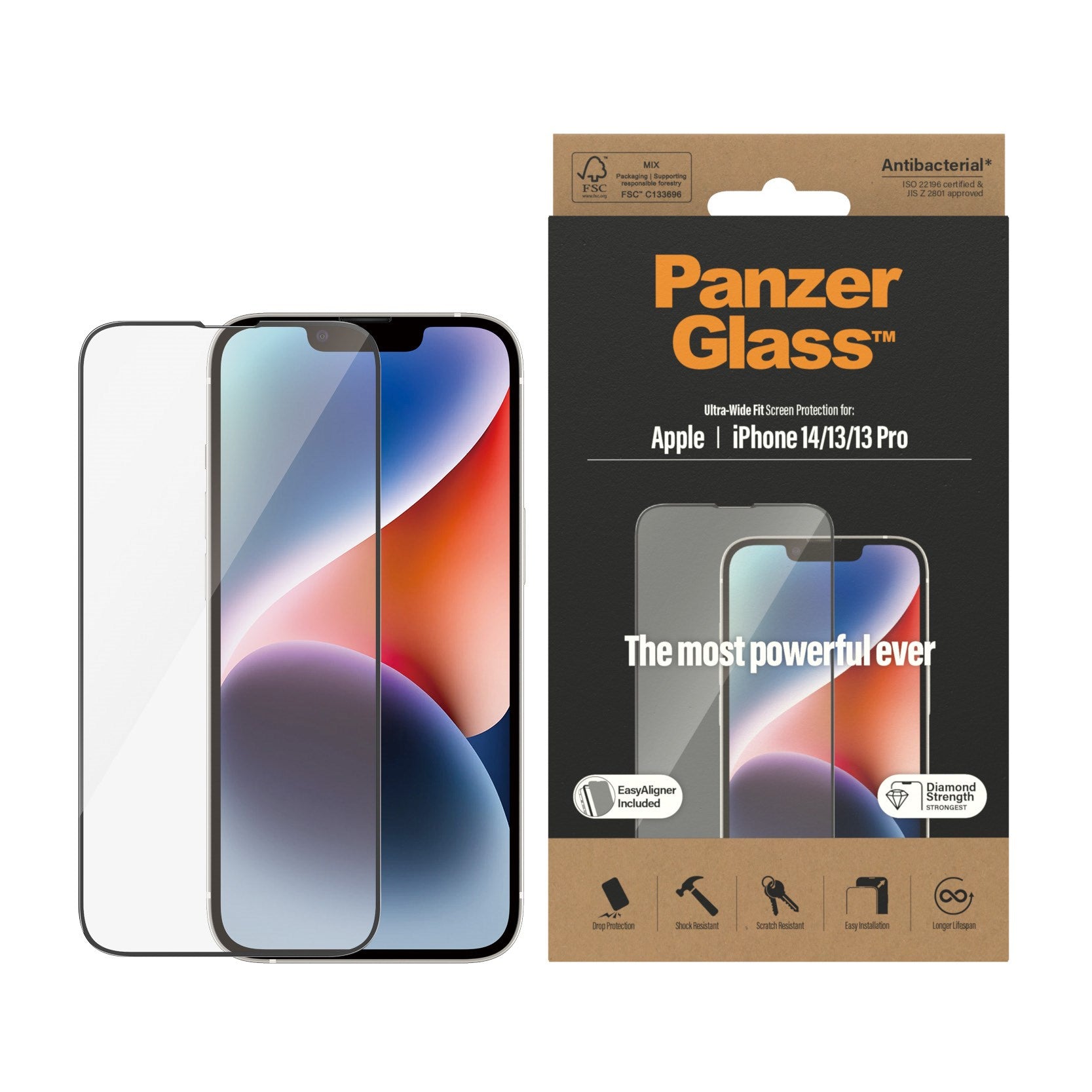 PanzerGlass® Screen Protector iPhone 14 | 13 | 13 Pro | Ultra-Wide Fit w. EasyAligner